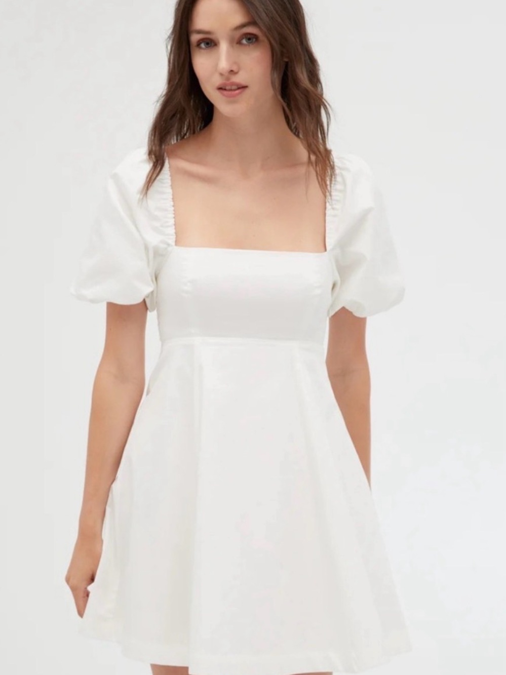 Hill House Home Mini Matilda Dress White Square-Neck Puff Sleeve